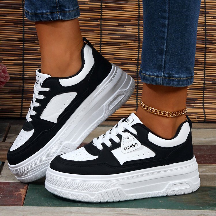Damen Komfortable Plateau-Sneaker mit atmungsaktivem Obermaterial und stoßdämpfender Sohle R&B