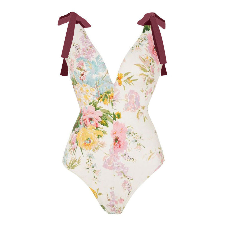Damen Badeanzug mit floralem Design und schicker Wickelhose R&B