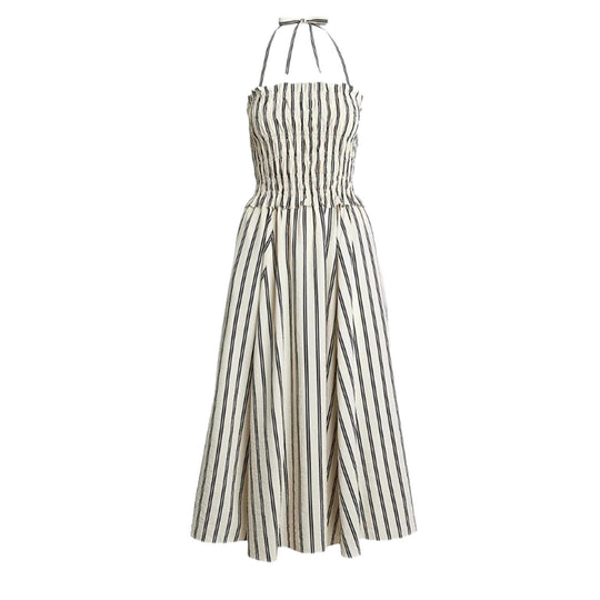 Damen nan Midikleid mit gerafftem Smock-Oberteil, abnehmbarem Neckholder und Eingrifftaschen R&B