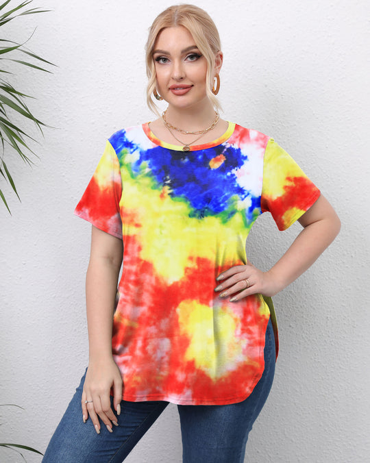 Damen lässiges T-Shirt mit modernem Batikdesign R&B