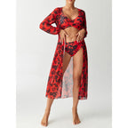 Damen Bikiniset mit farbenfrohem Design und transparenter Strandumhüllung R&B
