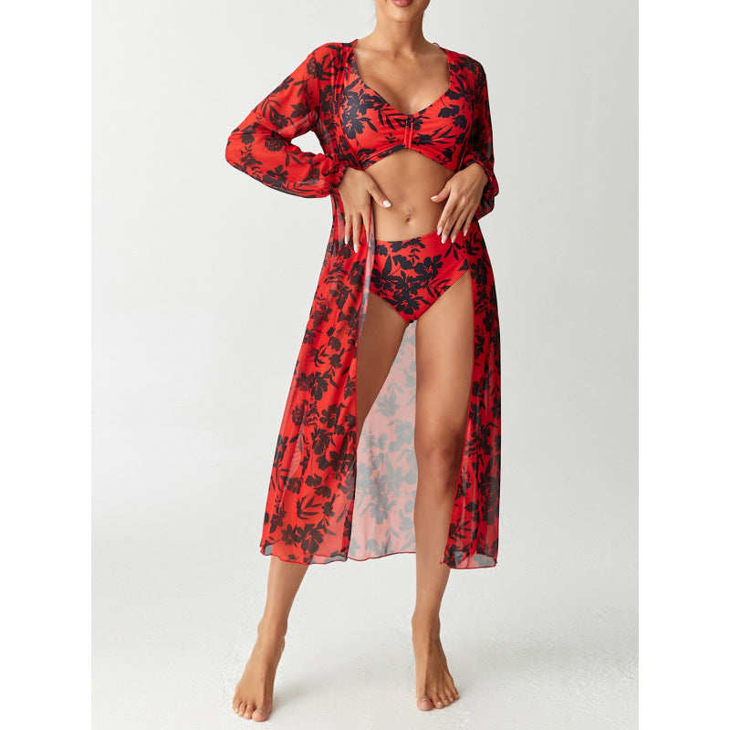 Damen Bikiniset mit farbenfrohem Design und transparenter Strandumhüllung R&B