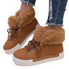 Damen Flauschige Sneakers mit Warmfutter und modischer Schnürung R&B