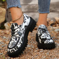 Damen Schnürschuhe mit floralem Muster und robustem Profil R&B
