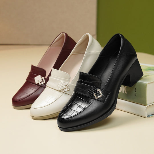 Damen Elegante Mokassins mit modischem Schmuckdetail und bequemen Blockabsatz R&B