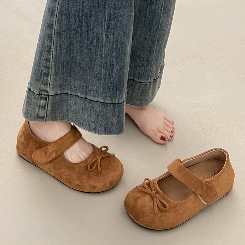 Damen Ballerinas mit praktischem Klettverschluss und verspieltem Schleifendetail EB