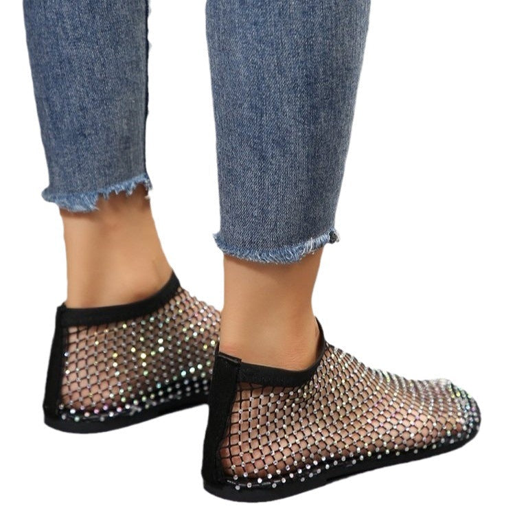 Damen Funkelnde Netzsandalen mit glitzernden Strass-Applikationen R&B