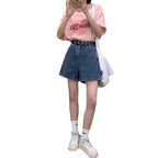 Damen Denim-Shorts mit hohen Taschen und lockerer Passform