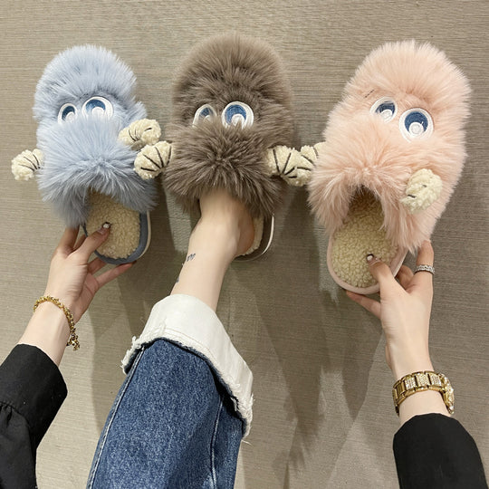 Damen Flauschige Hausschuhe mit tierischem Design R&B