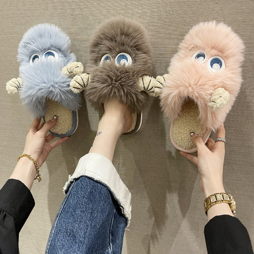 Damen Flauschige Hausschuhe mit tierischem Design R&B