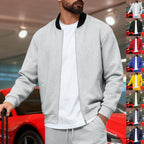 Herren nan urbane Sweat-Trackjacke mit Stehkragen verdecktem Reißverschluss elastischen Rippbündchen und Eingrifftaschen R&B