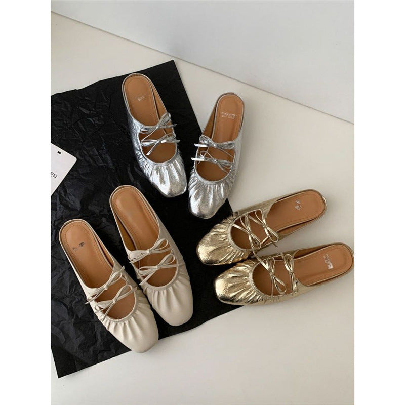 Damen elegante Mules mit raffiniertem Schnür-Design R&B