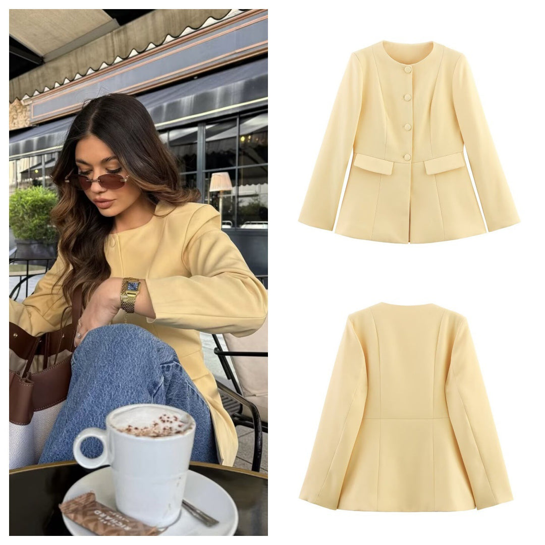 Damen elegante Blazerjacke mit schickem Taillenschnitt R&B