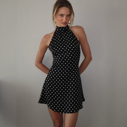Damen Sommerliches Halterneck-Kleid mit verspieltem Polka-Dot-Muster R&B