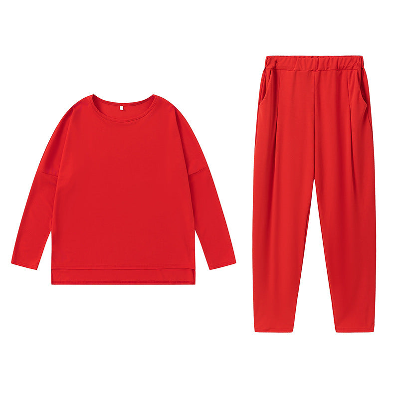 Damen Sportliches Sweat-Outfit mit elastischem Bund und geräumigen Taschen R&B
