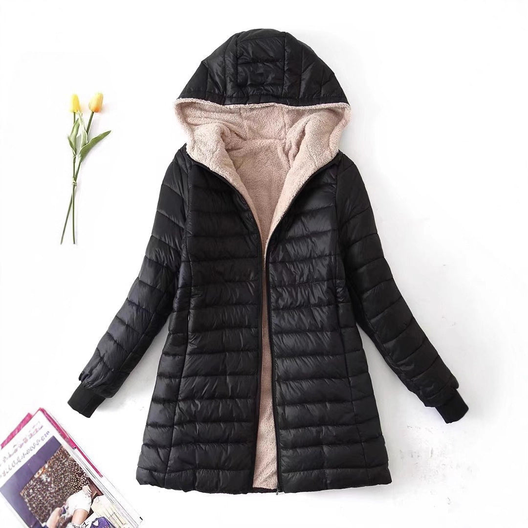 Damen gesteppte Winterjacke mit Kapuze und kuscheligem Innenfutter R&B