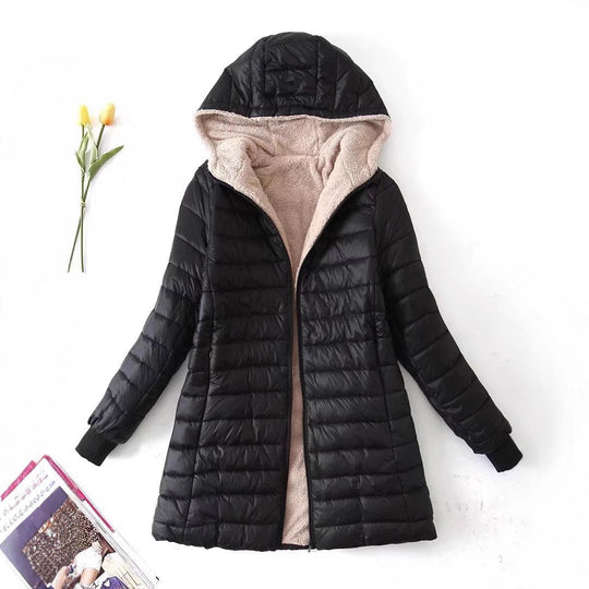Damen gesteppte Winterjacke mit Kapuze und kuscheligem Innenfutter R&B