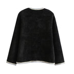 Damen elegante Strickjacke mit dekorativen Perlenknöpfen und praktischen Taschen R&B