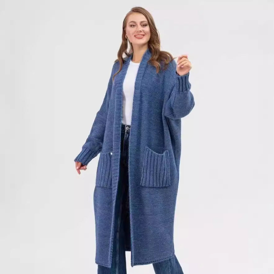 Damen Gemütlicher Strickmantel mit großen Taschen und oversized Schnitt R&B
