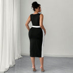 Damen figurbetontes Midi-Kleid mit Kontrastdetail und schmalem Schnitt R&B