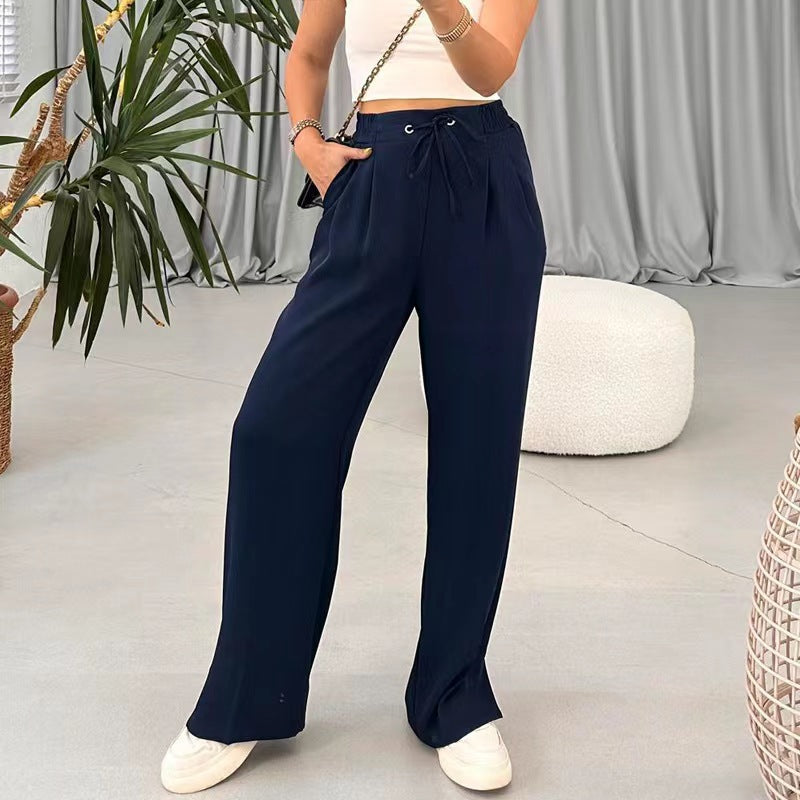 Damen Weite Freizeithose mit elastischem Bund und verstellbarem Kordelzug R&B