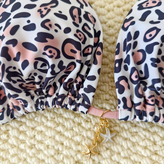 Damen Triangel-Bikini mit animalischem Muster und modischen Schnürdetails R&B