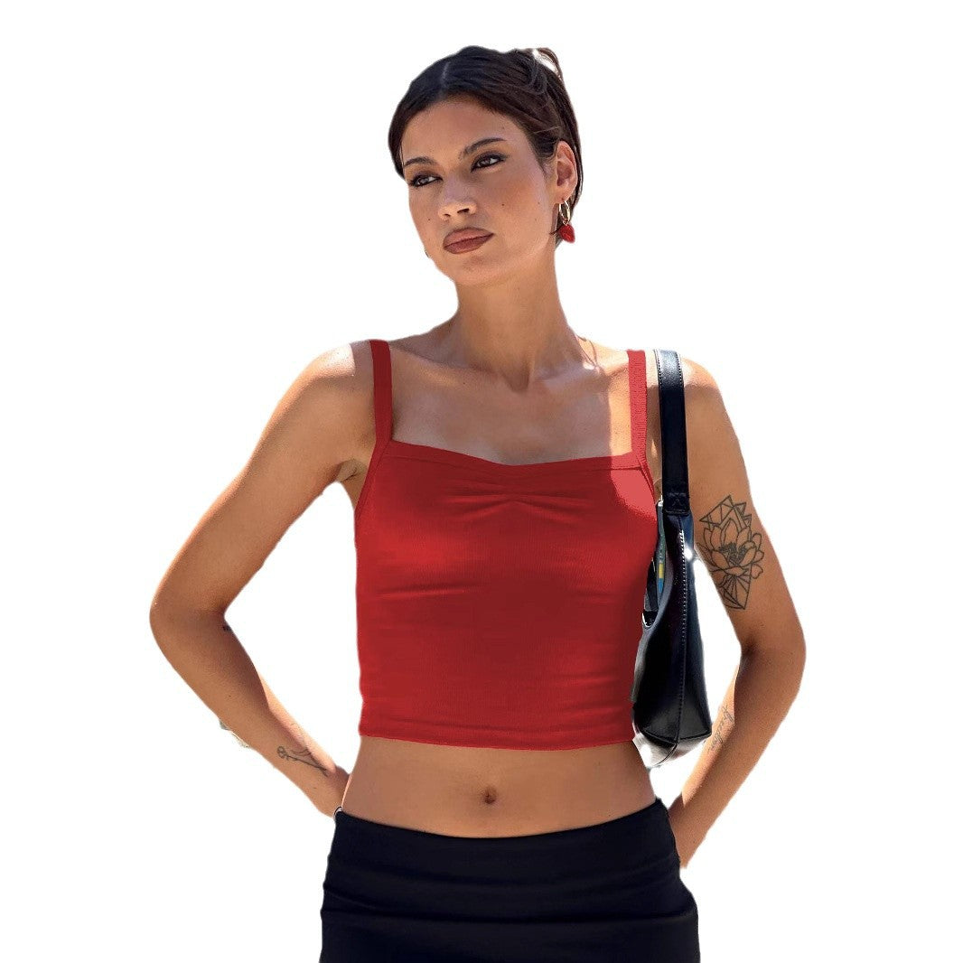Damen Enganliegendes Cropped Top mit Spaghetti-Trägern R&B
