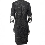 Damen Elegantes Blusen-Kleid mit floralen Spitze-Ärmeln und schwingendem Saum R&B