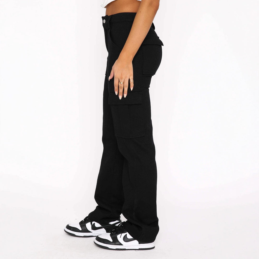 Damen Cargo-Style Hose mit hohen Taschen und entspannter Passform R&B