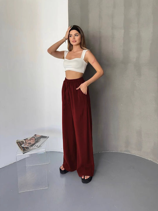 Damen Elegante und fließende Palazzo-Hose R&B