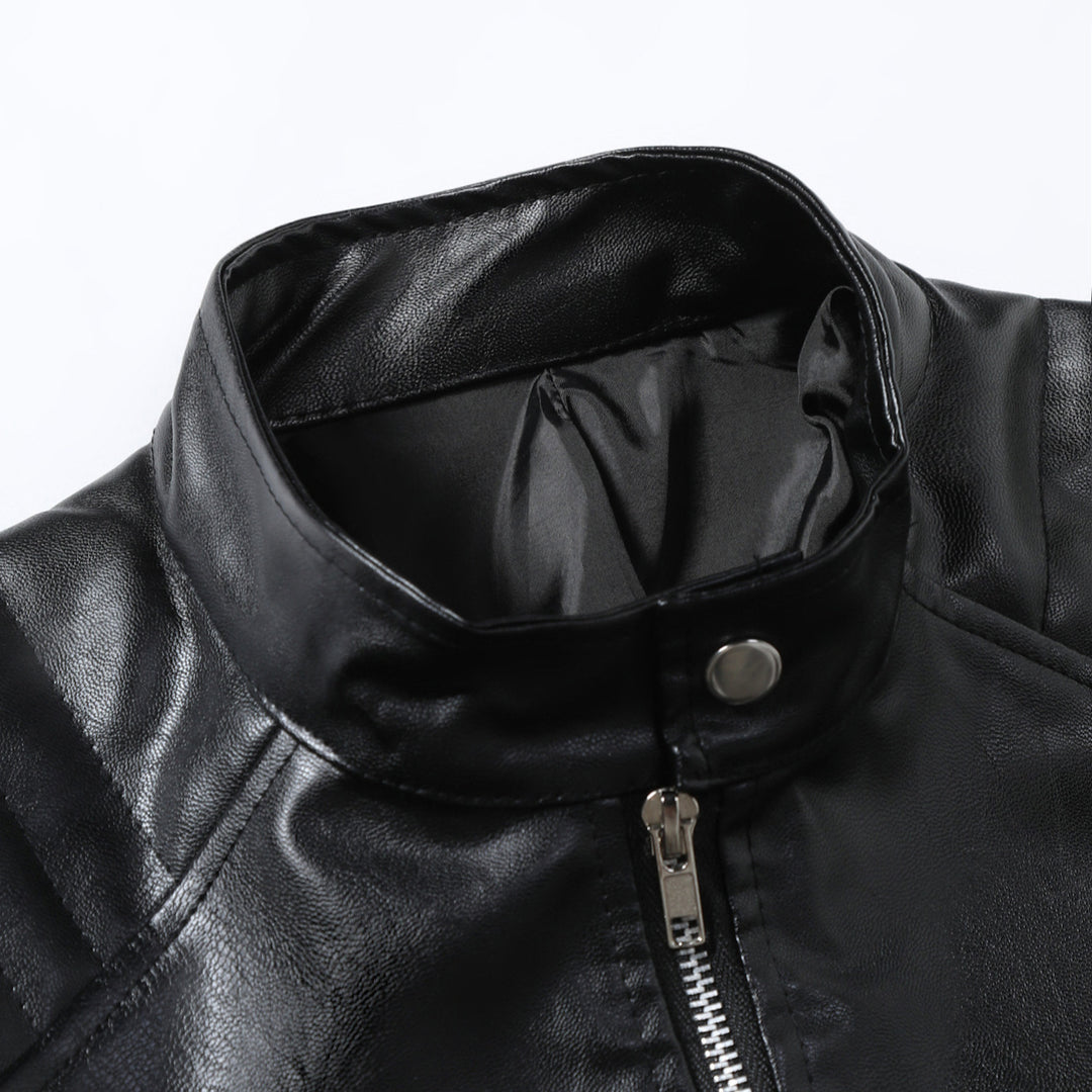 Herren modische Kunstlederjacke mit abnehmbaren Taschen R&B