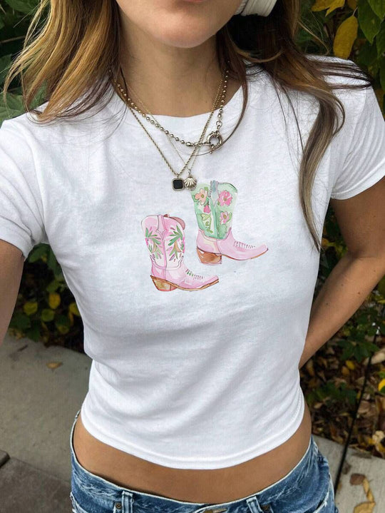 Damen T-Shirt mit künstlerischem Katzenmotiv R&B