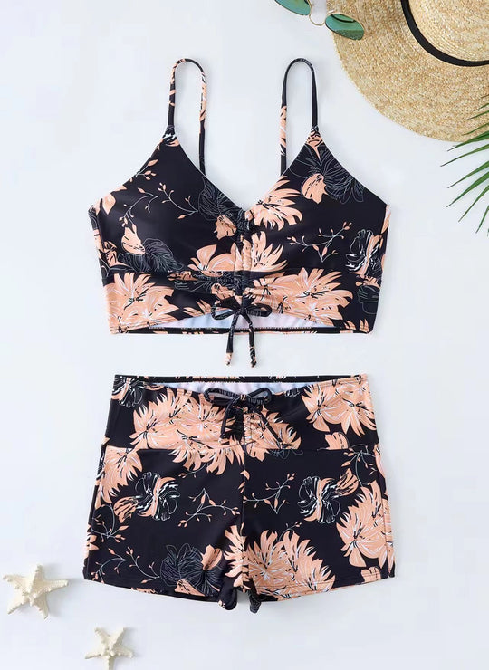 Damen Bikini mit floralem Rüschendesign und verstellbaren Trägern R&B