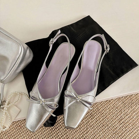 Damen Slingback Ballerinas mit zierlichem Schleifendetail R&B