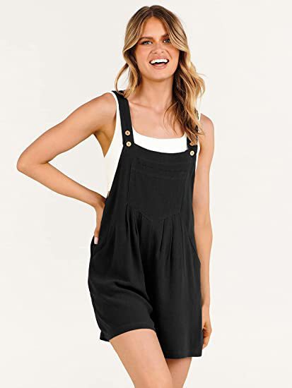 R&B | Jumpsuit-Shorts aus Baumwolle und Leinen mit weitem Bein