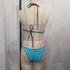 Damen Triangel-Bikini-Set mit geometrischem Design R&B