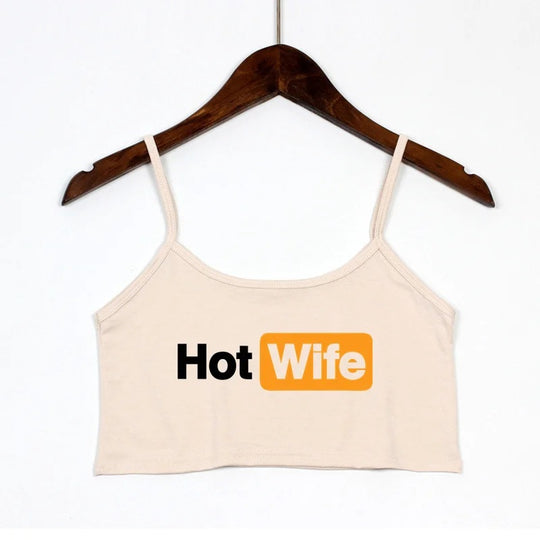 Damen Crop-Top mit modernen Schriftzügen und verstellbaren Trägern R&B