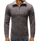 Herren luxuriöser Strickpullover mit modernem Stehkragen und Reißverschluss R&B