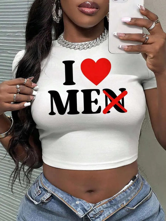 Damen Crop-Top mit künstlerischem Statement-Druck R&B