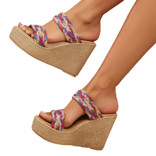 Damen Plateausandalen mit geflochtenem Riemendesign und elastischem Fußbett R&B