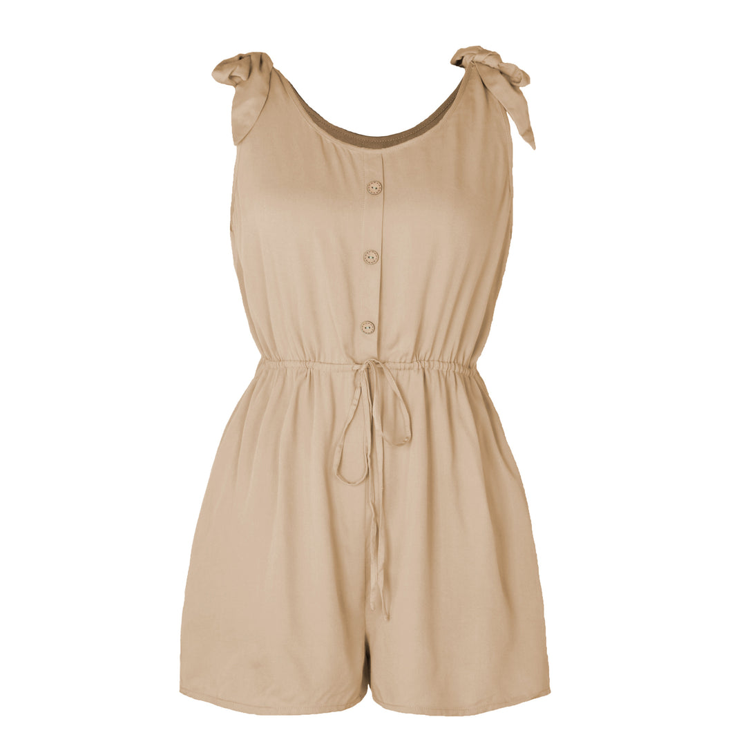 Damen Sommerlicher Jumpsuit mit Knopfleiste und Taillenzug R&B