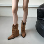 Damen Cowboy-Stiefel mit gerafftem Schaft und filigranen Nähten R&B