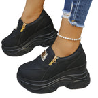 Damen Sportliche Plateau-Sneaker mit glänzendem Reißverschluss und verstärkter Sohle R&B
