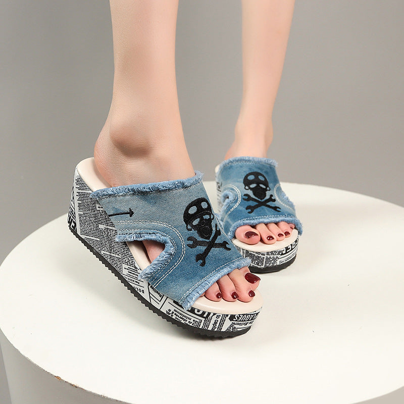Damen modische Plüsch-Pantoletten mit kreativen Druckmotiven und komfortabler Sohle R&B