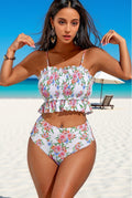 Damen Hochtailliertes Bikiniset mit Rüschen