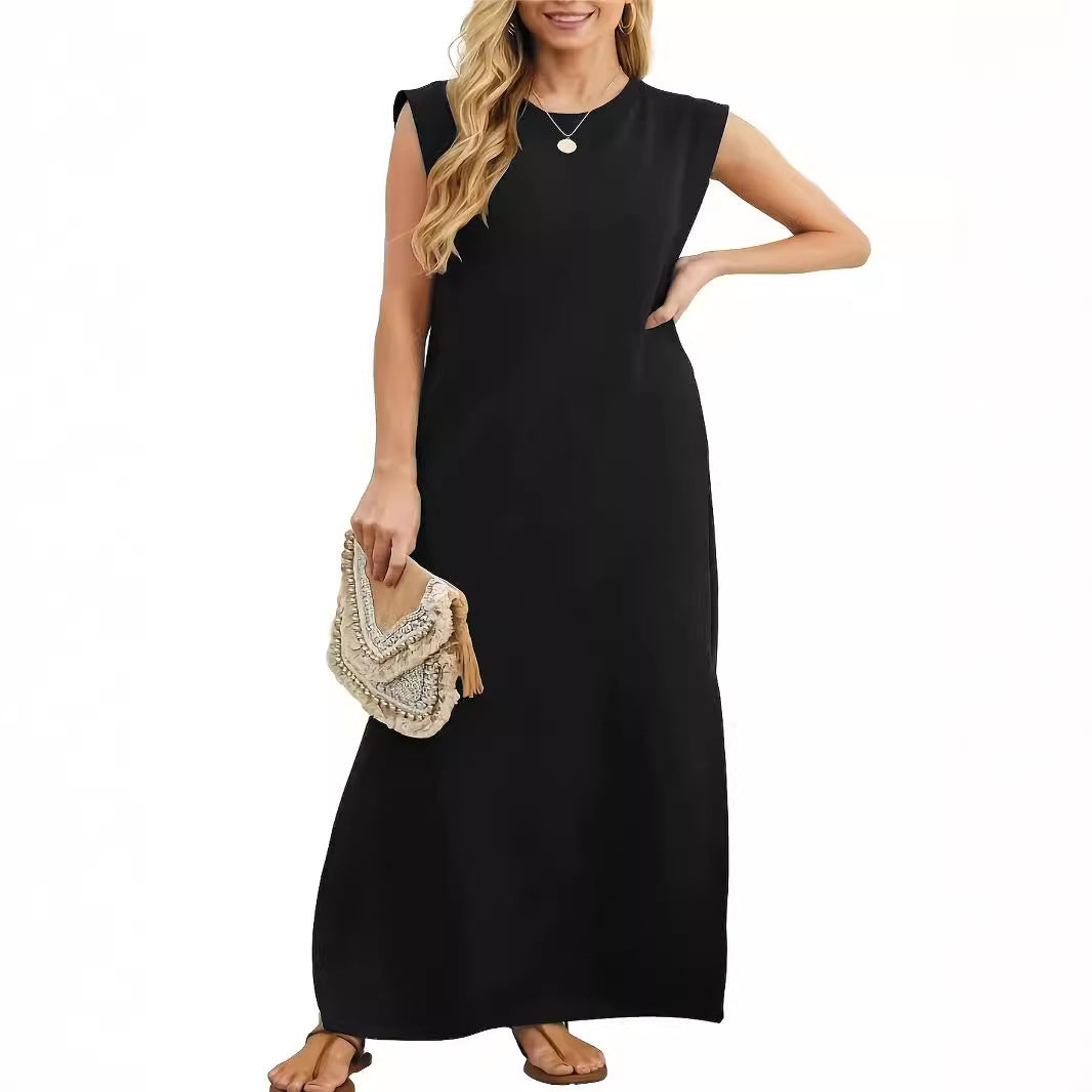 Damen Maxikleid mit schlichten Linien und modernen Schulterdetails R&B