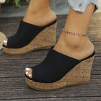 Damen Wedge-Pantoletten mit modischem Kork-Design und weichem Obermaterial