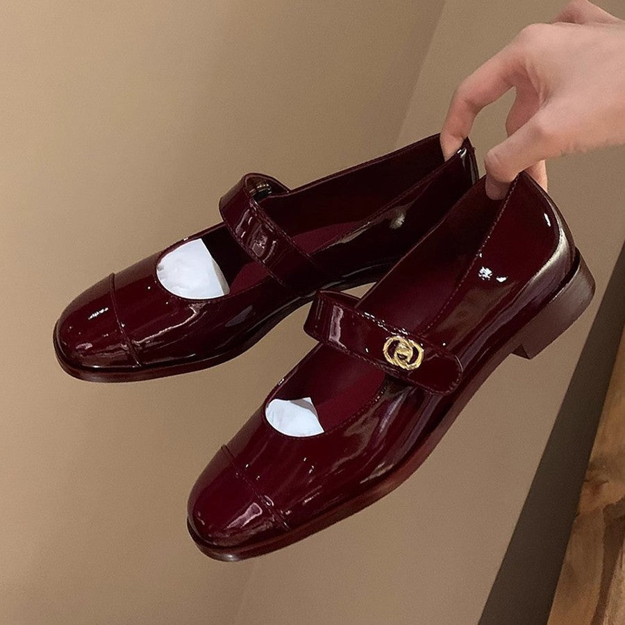 Damen Mary Jane Schuhe mit schicker Schnalle und glänzendem Finish R&B