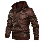 Herren Bikerjacke im Vintage-Look mit abnehmbarer Kapuze und vielseitigen Taschen R&B