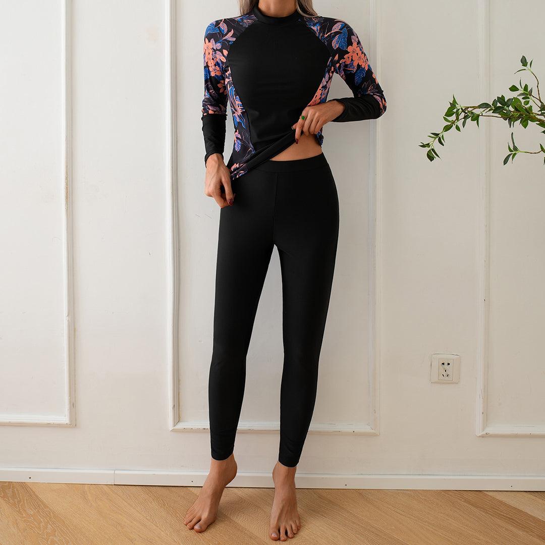 Damen Langarm Rashguard mit floralem Design R&B